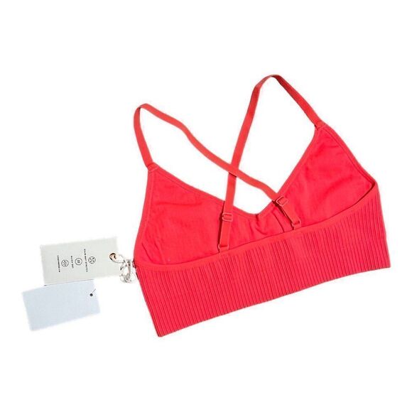 Good American Sport Bra Women’s XXS/XS‎ Double Knit Cross Strap Neon NEW Ribbed - Picture 6 of 7